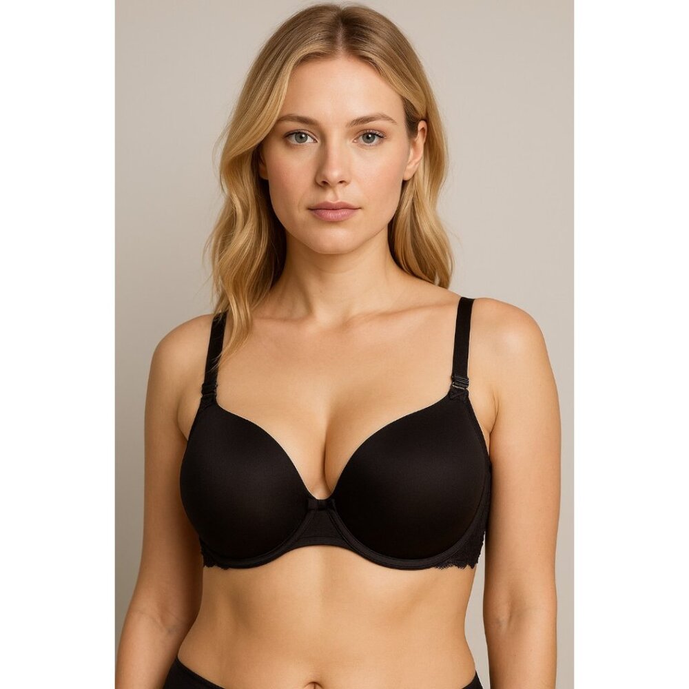 Paramour Black Lace Trim Underwire Bra – Size 38DDD Gorgeous Everyday Lift